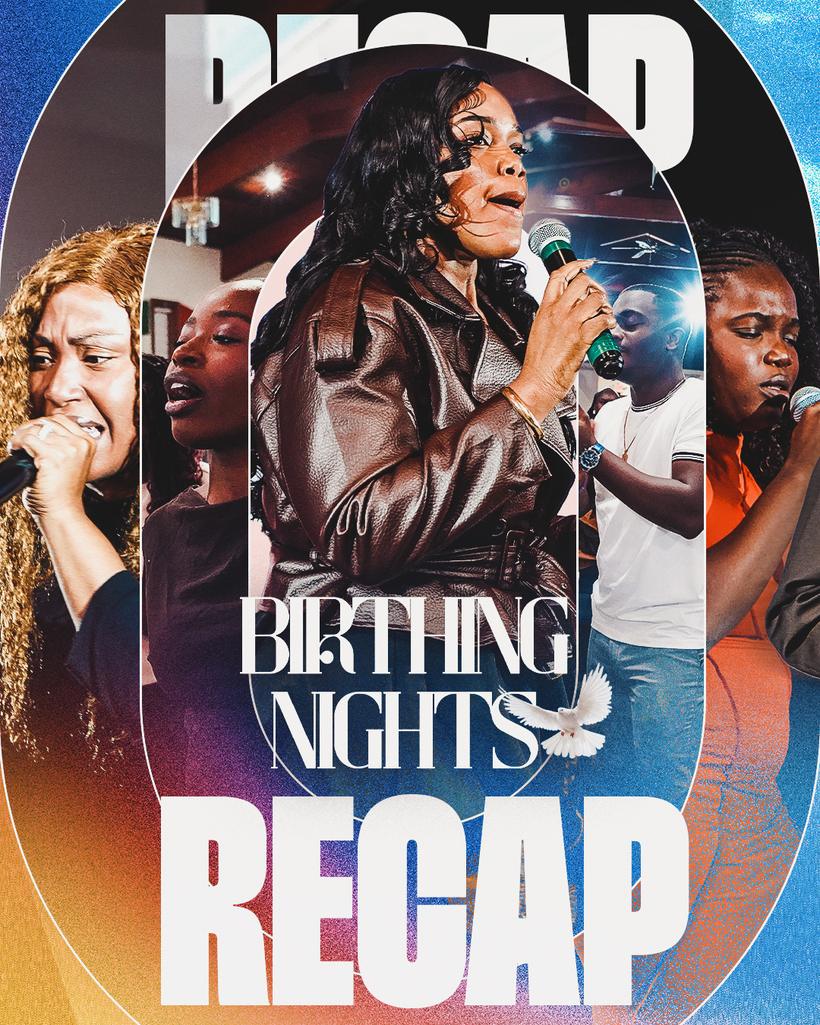 Birthing Nights recap graphic with a worship leader in a leather jacket